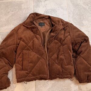Love Tree Chestnut Corduroy Quilted Puffer Jacket